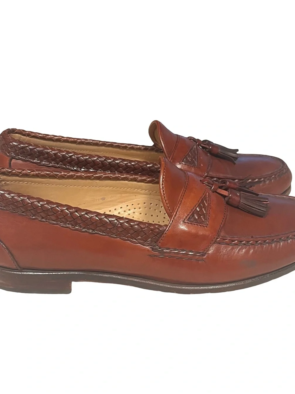 Allen Edmonds Maxfield Shoes Mens Size 9D Brown Leather Tassel Dress Loafers EUC